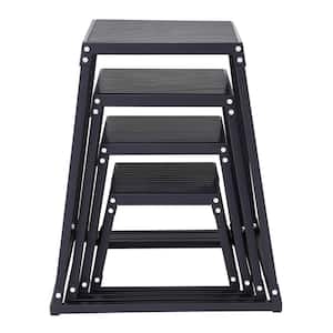 Plyometric Box Set 12 in. x 18 in. x 24 in. x 30 in. Workout Step Platform 4 Pcs Set for Cross-Fit & Conditioning, Black