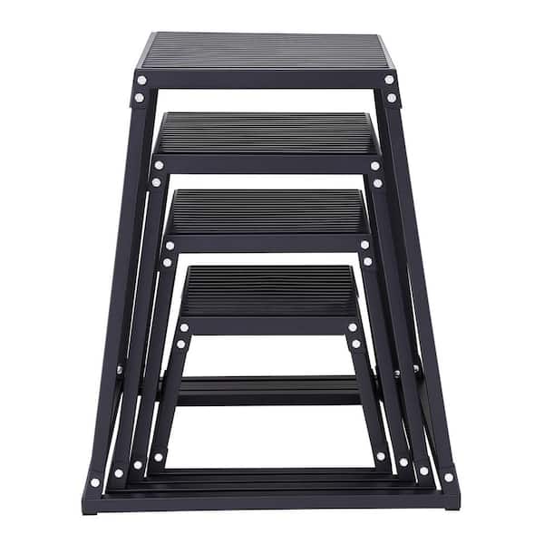 Plyometric Box Set 12 in. x 18 in. x 24 in. x 30 in. Workout Step Platform 4 Pcs Set for Cross-Fit & Conditioning, Black
