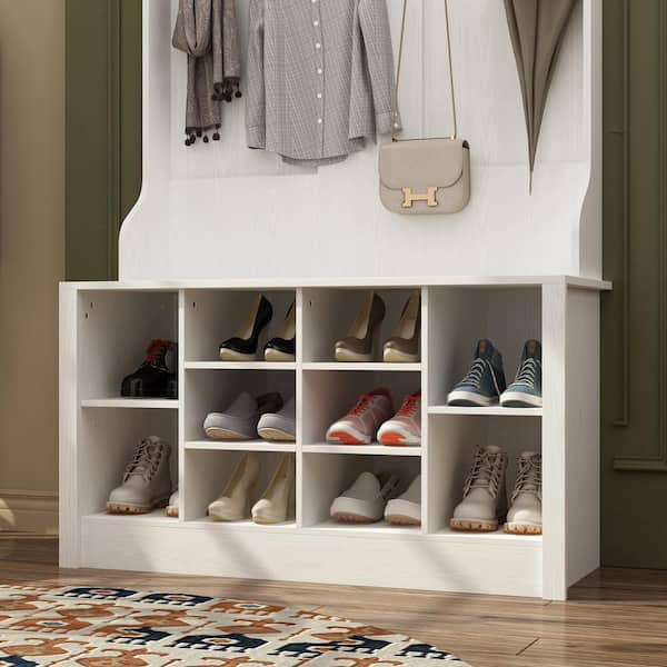 3 in 1 Hall Tree with Shoe Rack Entryway Coat Rack and Storage Bench –  FUFUGAGA