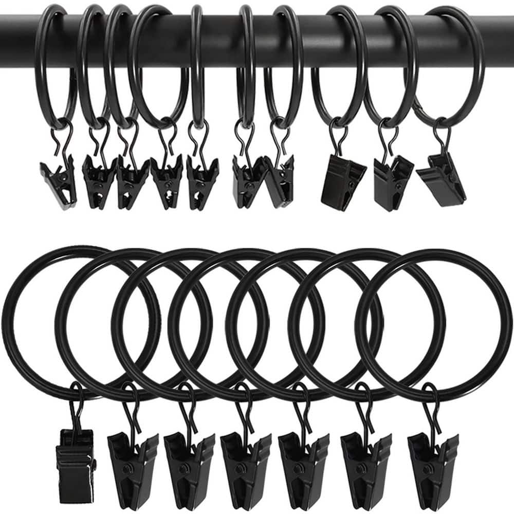 100-Pack Metal Shower Curtain Curtain Rings with Clips in Black, Decorative Curtain Rod Clips 1.5 in. Interior Diameter price history on PriceWatchPro