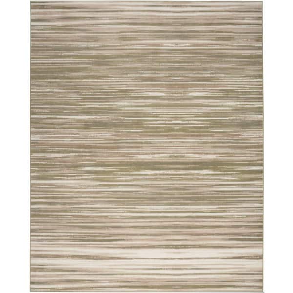 Jubilant Green Ivory 5 ft. x 7 ft. Stripes Contemporary Area Rug