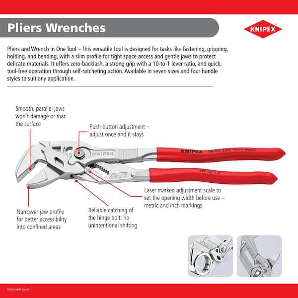 KNIPEX 10 in. Pliers Wrench with Dual-Component Comfort Grips and