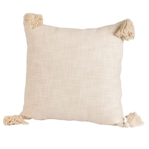 18 in. x 18 in. Beige Etowah Throw Pillow with Insert