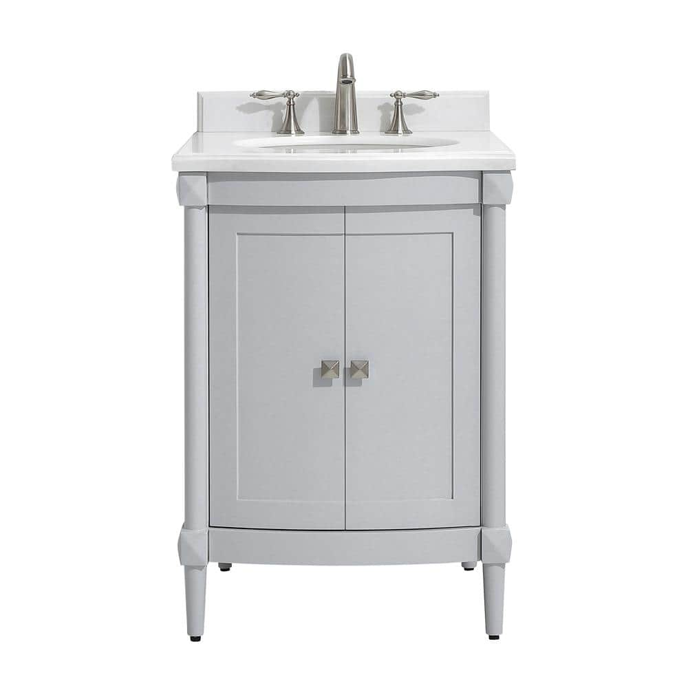 Home Decorators Collection Parkcrest 24 In W X 22 In D Vanity In Dove Grey With Marble Vanity Top In White With White Sink Parkcrest 24 The Home Depot