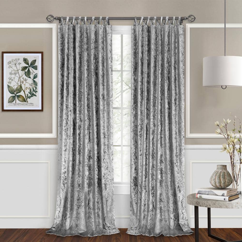 Harper Grey Crushed Velvet Light Filtering Drape Panel