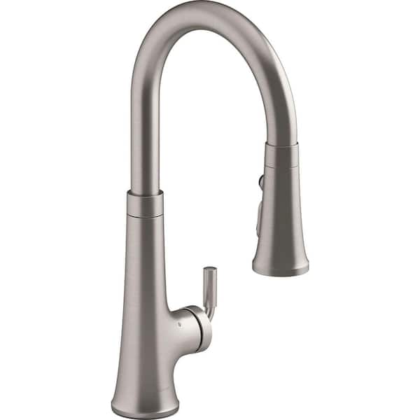 KOHLER Tone Single Handle Touchless Pull Down Sprayer Kitchen Faucet in Vibrant Stainless