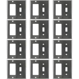 Steel 2 Gang Toggle and Rocker/Deco Wall Plate (12-Pack)