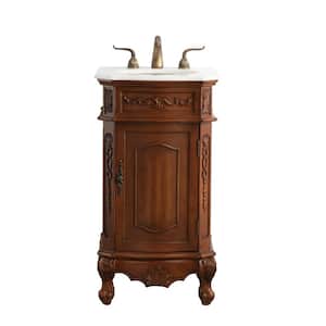 Simply Living 19 in. W x 19 in. D x 36 in. H Bath Vanity in Teak with Ivory White Engineered Marble