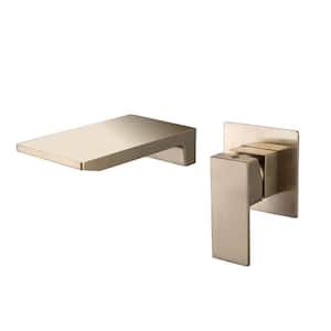 Single Handle Wall Mounted Bathroom Faucet in Brushed Gold