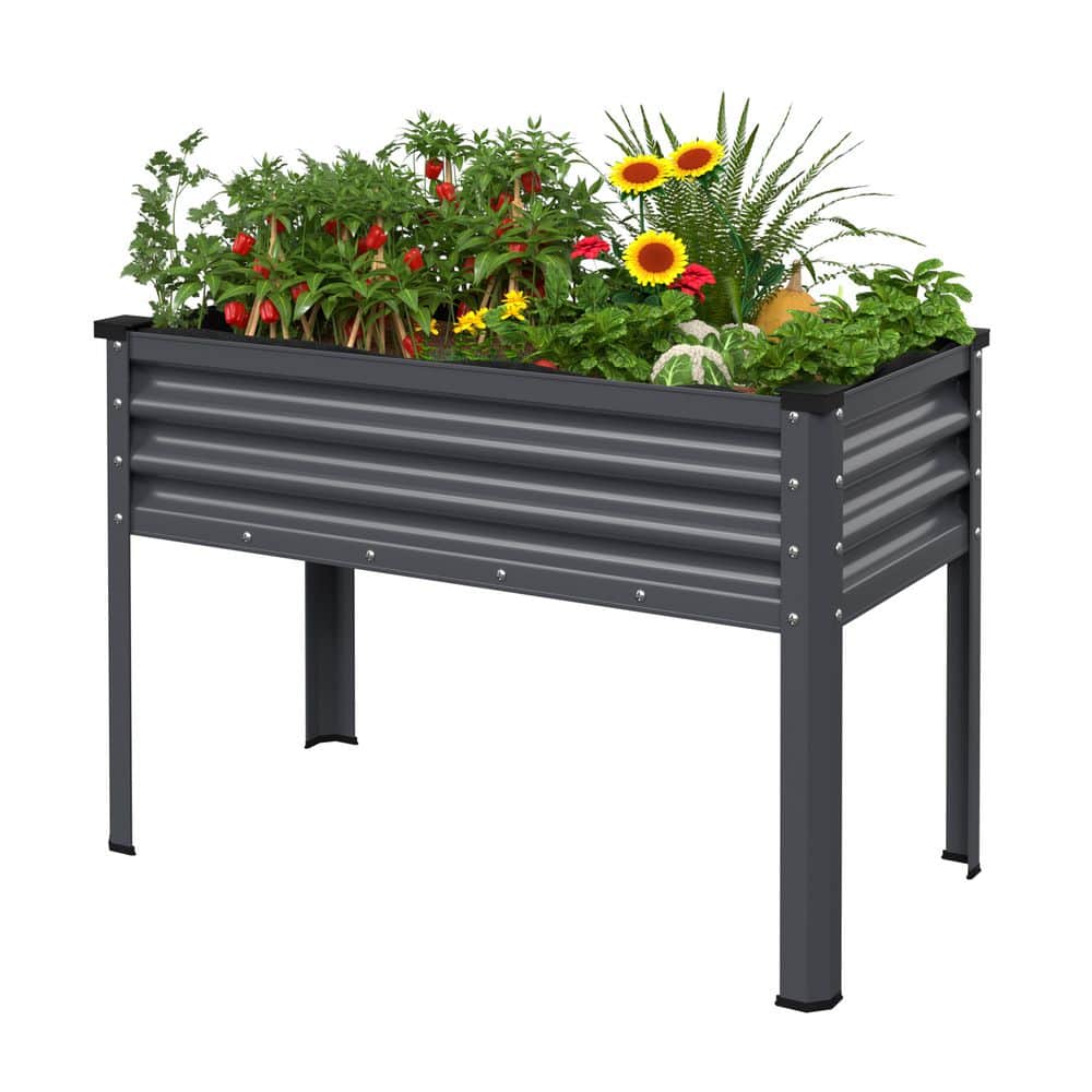 48 x 24 x 32 in. Gray Galvanized Steel Raised Garden Bed with Liner and Drainage Function price history on PriceWatchPro