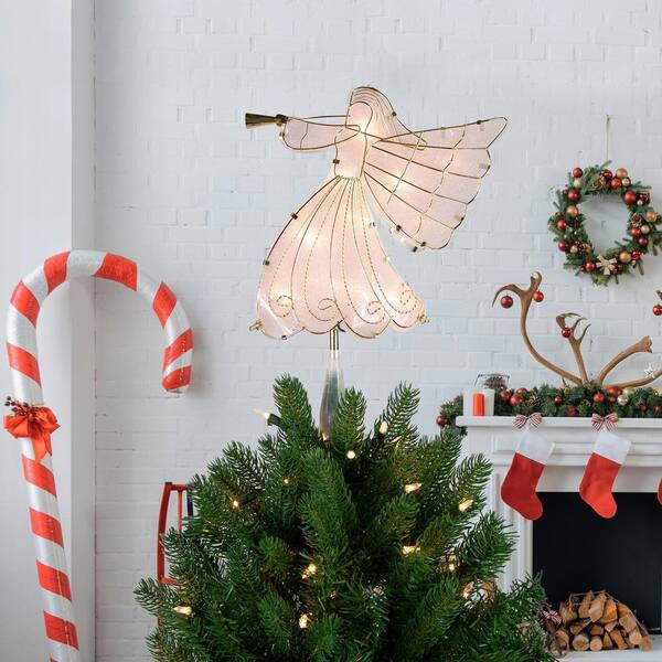 Northlight 10 Gold Angel Tree Topper, Warm White Lights