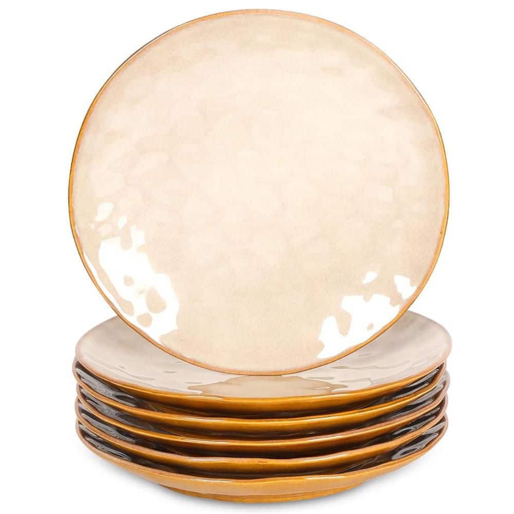 10.5 In. Ceramic Dinner Plates Set Round, Microwave, Oven, Dishwasher Safe, Porcelain Fluted Suitable for Steak in Beige price history on PriceWatchPro