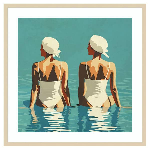 Two Friends At The Beach by Layla Oz 1 Piece Framed Giclee People Art Print 33 in. x 33 in.