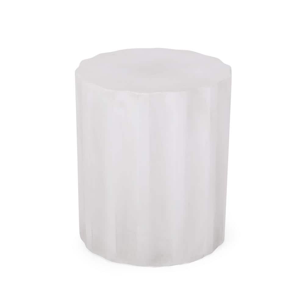 Deanna Antique White Cylindrical Stone Outdoor Patio Side Table price history on PriceWatchPro
