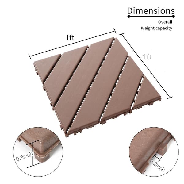 YOFE 1 ft. x 1 ft. All-Weather Outdoor Plastic Interlocking