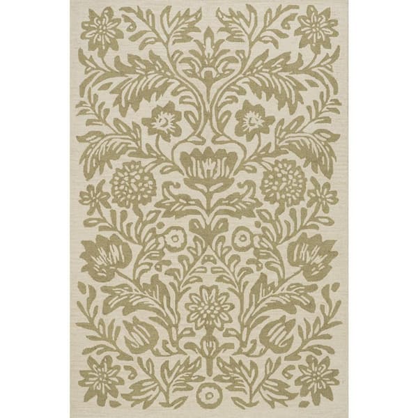 Virelia Transitional Floral and Paisley Area Olive 4 ft. x 6 ft. Indoor Area Rug