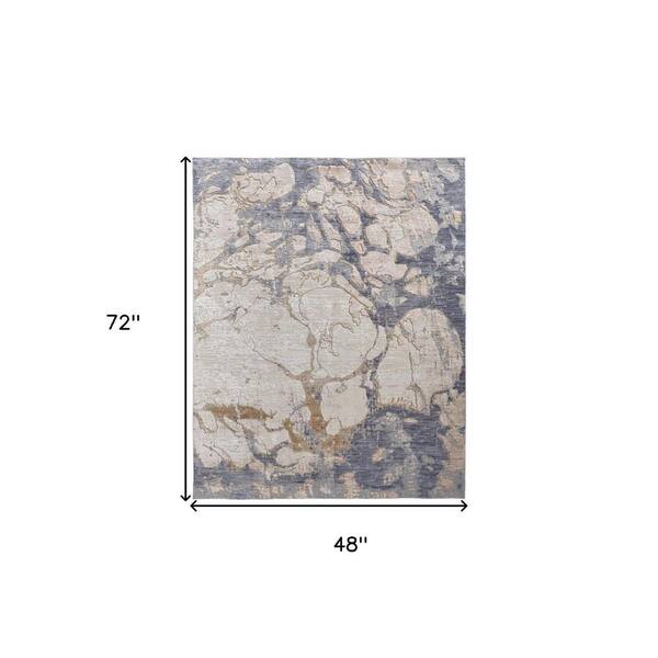 4 ft. x 6 ft. Tan and Blue Abstract Area Rug