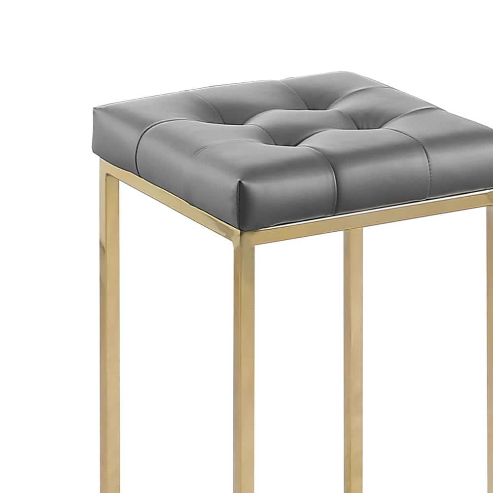 Modern Gray Faux Leather 27" Counter Height Stool with Chrome Base