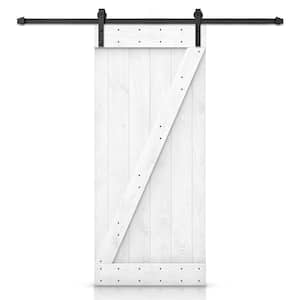 48 in. x 84 in. Distressed Z-Series Light Cream Stained DIY Wood Interior Sliding Barn Door with Hardware Kit