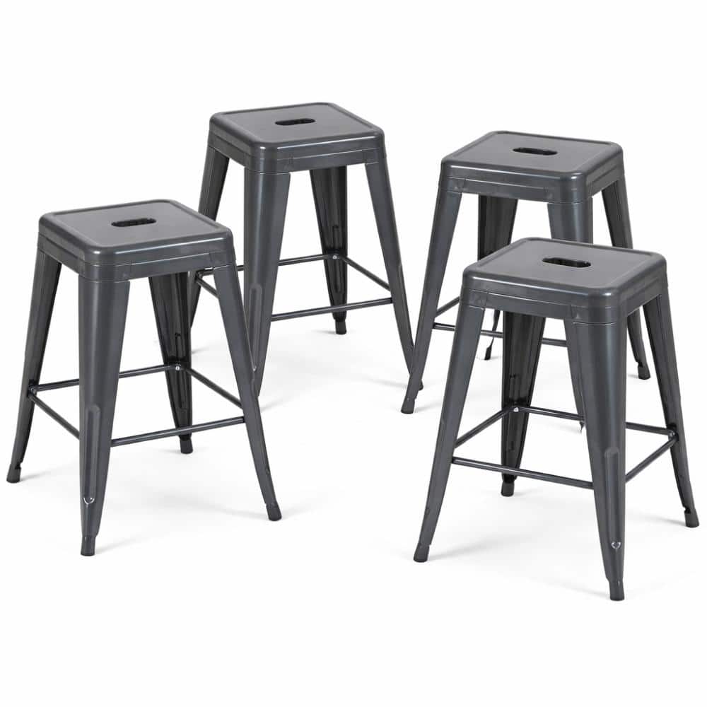 24 in Gray Set of 4 Metal Bar Stools  for  Island price history on PriceWatchPro