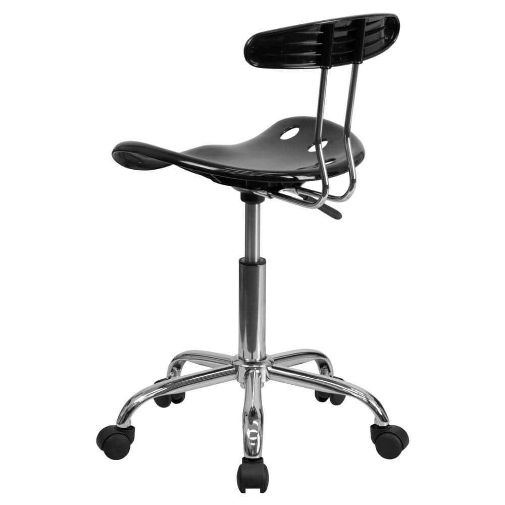 Ergonomic Swivel Black Metal Armless Task Chair with Tractor Seat
