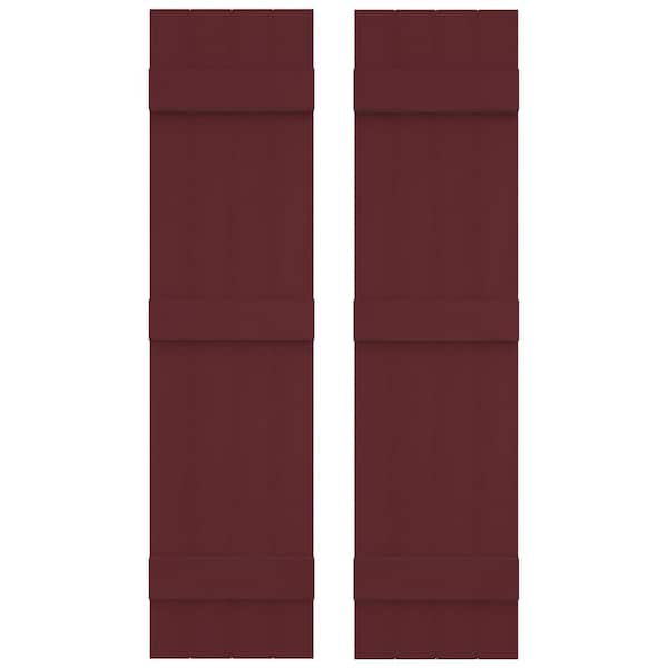 14 in. W x 59 in. H Vinyl Exterior Joined Board and Batten Shutters Pair in Wineberry