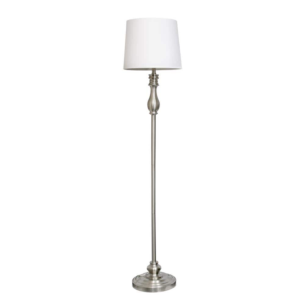 Brushed Steel and White 3-Piece Classic Lamp Set