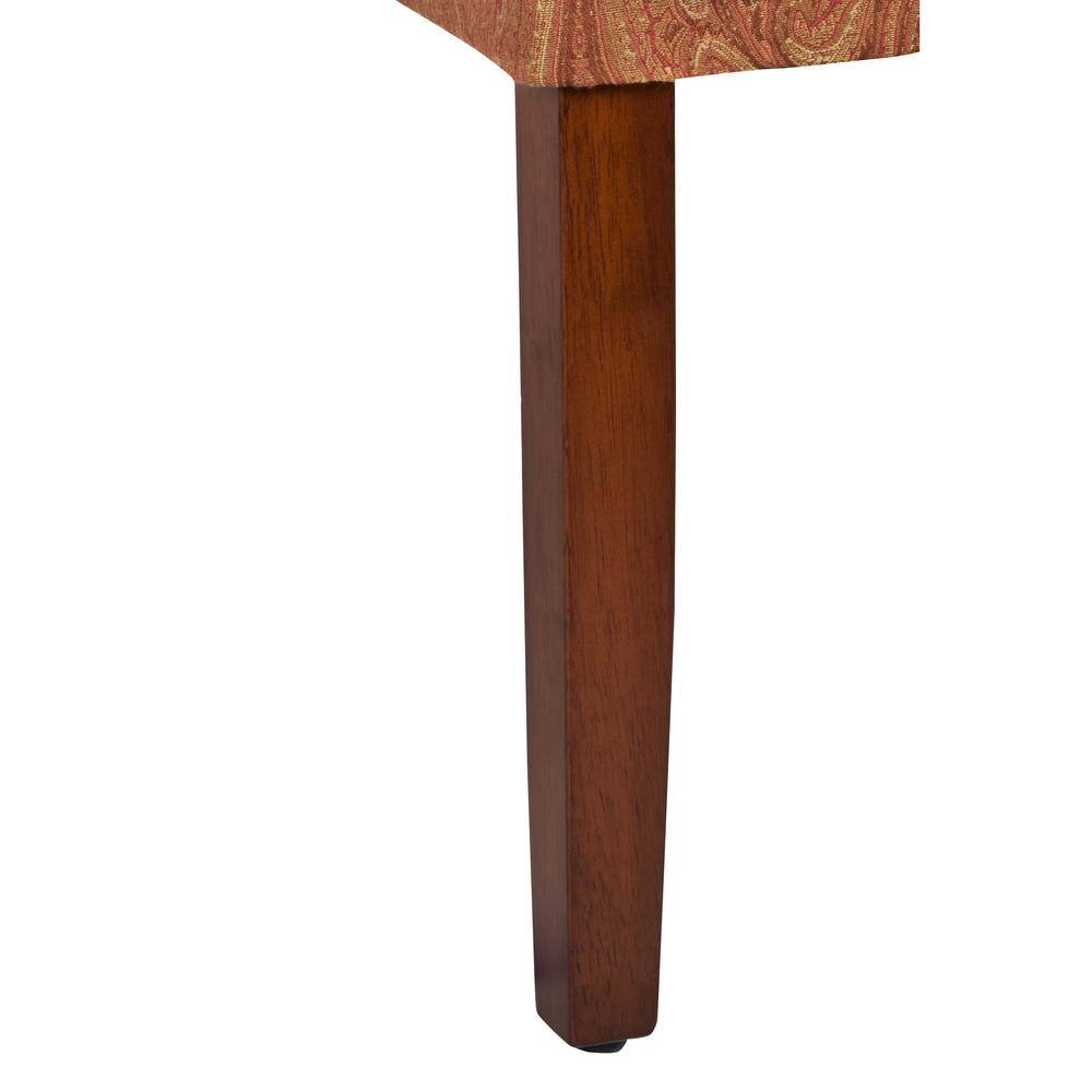 Red and Gold Upholstered Parsons Dining Side Chair with Wood Legs