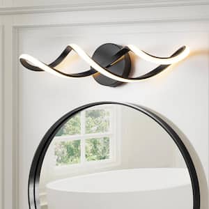 Athala Modern 1-Light Black Dimmable Wall Sconce Spiral Linear Bathroom Vanity Light Integrated LED 3000K Warm Light