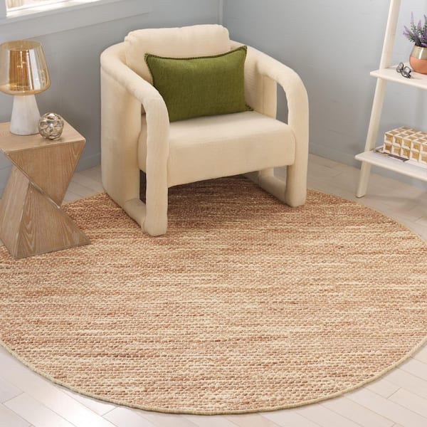 Cape Cod 6 ft. x 6 ft. Yellow/Natural Abstract Distressed Round Area Rug