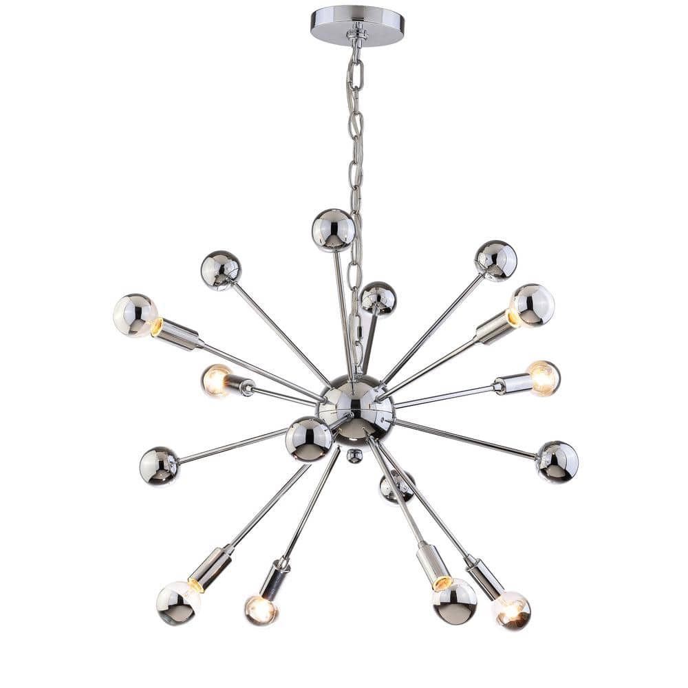 22.5" Chrome Metal Sputnik-Style LED Chandelier
