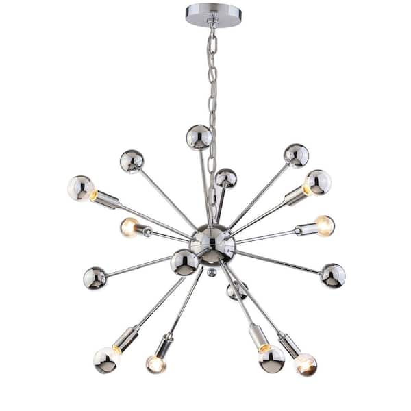 Glenn 22.5 in. 8-Light Chrome Metal Sputnik-Style Chandelier