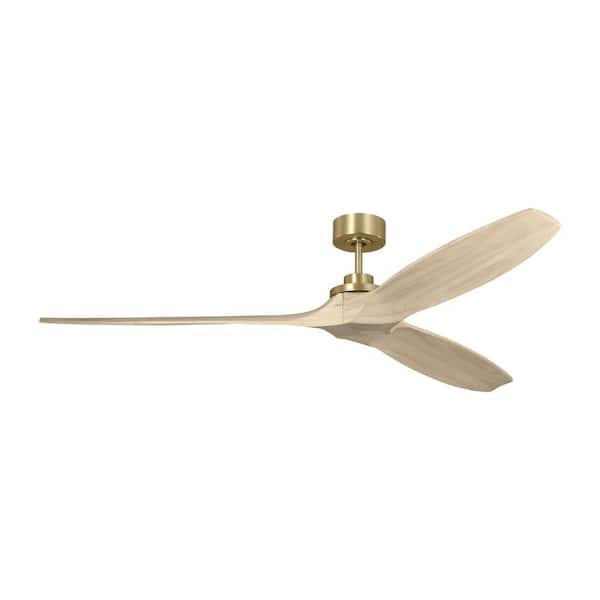 Fan Collins Smart 70 in. Burnished Brass Downrod Mount Standard Ceiling Fan with Remote and Washed White Oak Blades