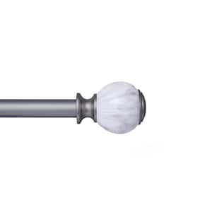 Khaleesi 36 in. - 66 in. Adjustable Single Curtain Rod 1 in. Diameter in Pewter Gray with Marble Ball Finials