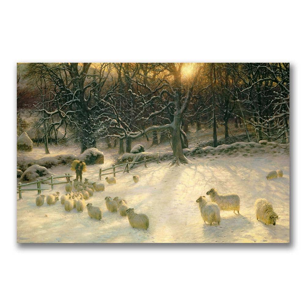 Winter Sheep Scene Canvas Art in 24'' x 16''