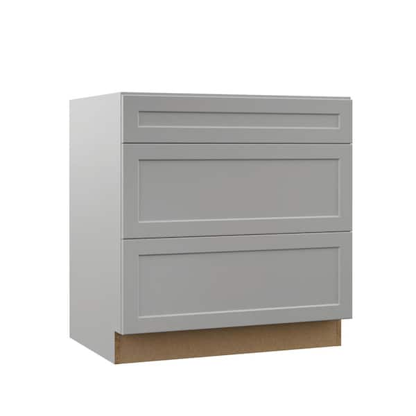 Hampton Bay Designer Series Melvern Assembled 33x34.5x23.75 in. Pots and Pans Drawer Base Kitchen Cabinet in White