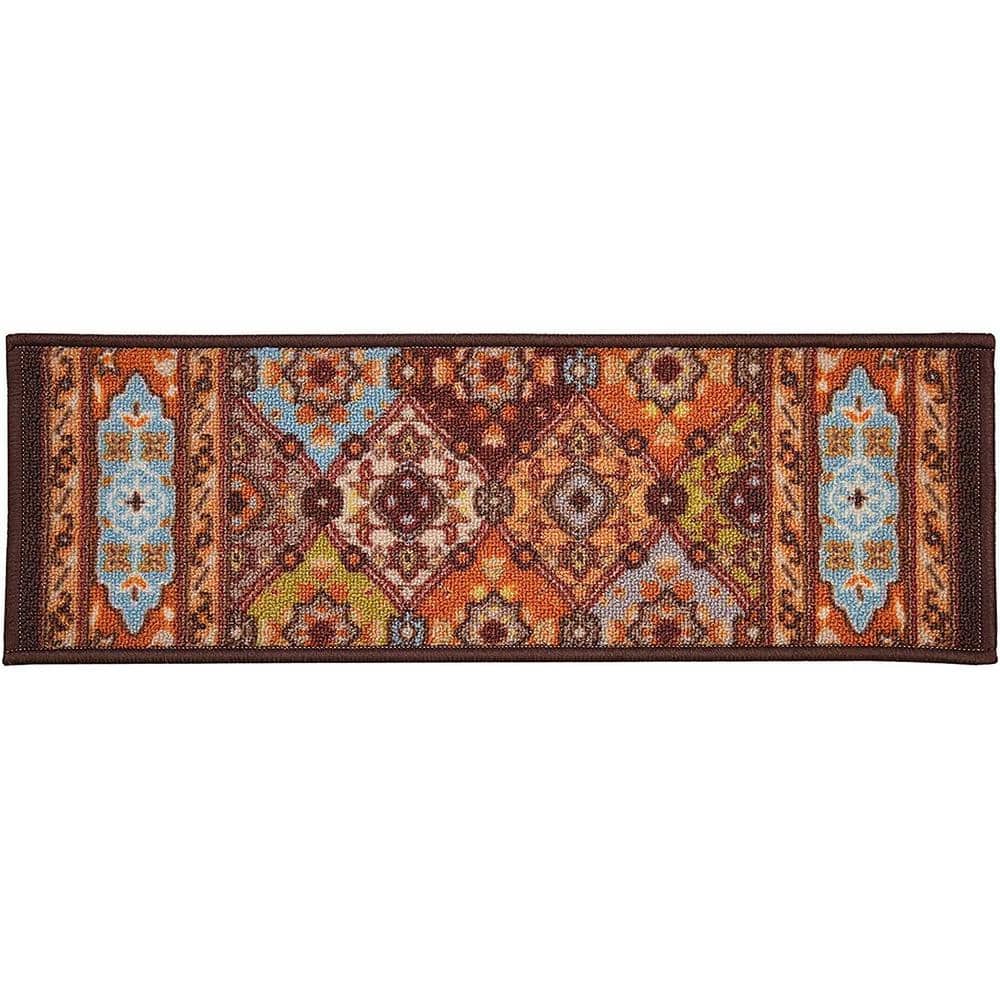 Multi-Color Bakhtiari Design Rubber Back Stair Tread Set