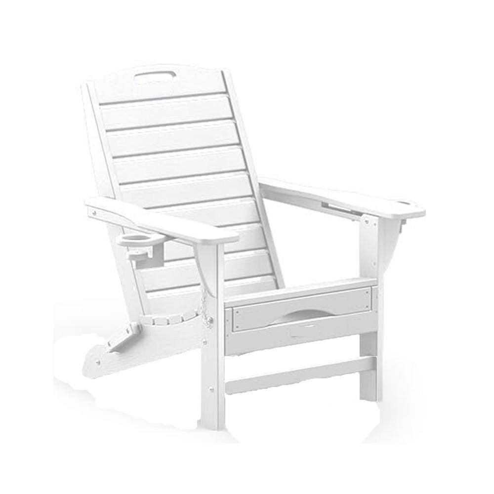 Versatile White Folding Composite Adirondack Chairs Without Cushion (Set of