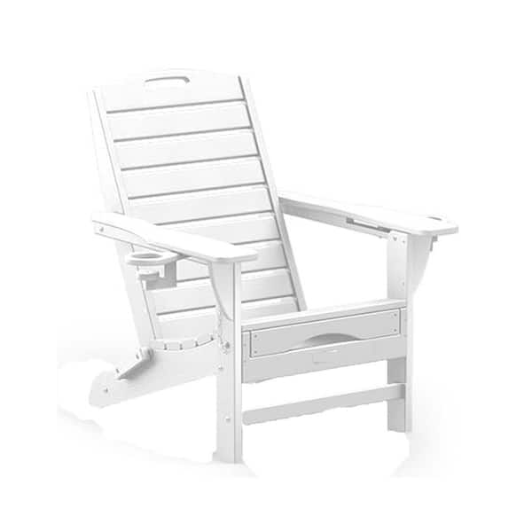 Unbranded Versatile White Folding Composite Adirondack Chairs Without Cushion (Set of 1)