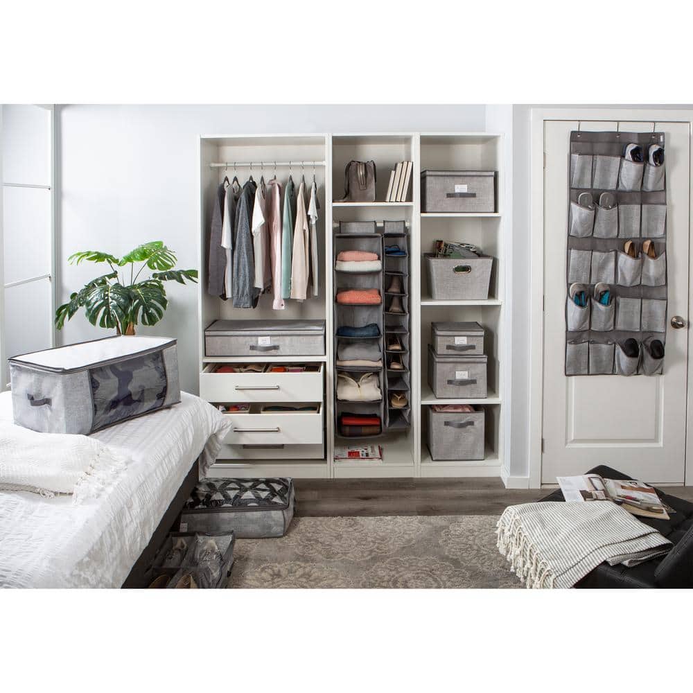 Large Gray Foldable Polypropylene Storage Bin with Lid