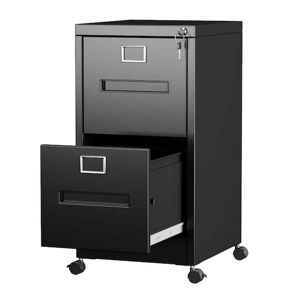 Hephastu 15 in. W x 30.5 in. H x 18 in. D 2-Drawers Vertical File Cabinet, Metal Lockable Freestanding Cabinet in White