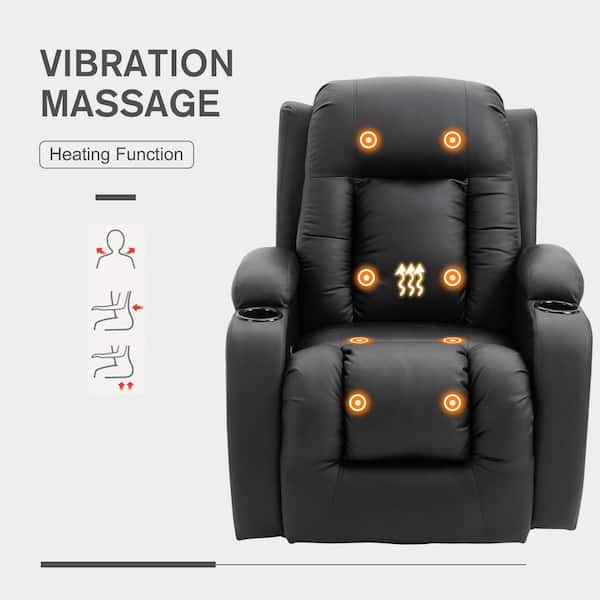 Black and 8 Massaging Points HOMCOM Vibrating Massage PU Leather Recliner Chair with Footrest Remote Control