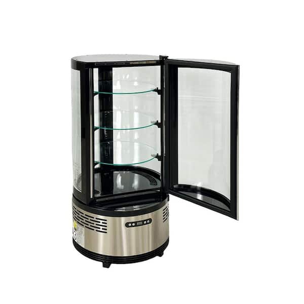 Cooler Depot 18.9 in. W 3.5 cu. ft. Commercial Countertop Curved Glass Refrigerated Round Bakery Case Display in Black