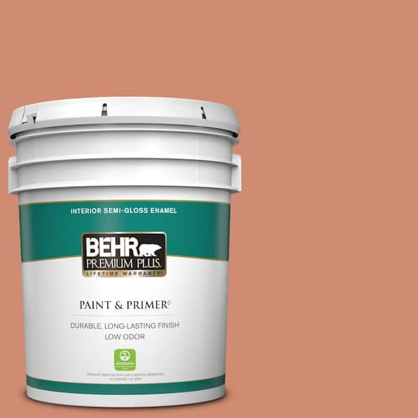 BEHR PREMIUM PLUS 5 gal. #M190-5 Fireplace Glow Semi-Gloss Enamel Low Odor Interior Paint & Primer