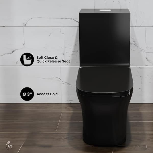 Swiss Madison Concorde 1-Piece Square Toilet Dual Flush in Glossy Black 1.1/1.6 gpf SM-1T106GB