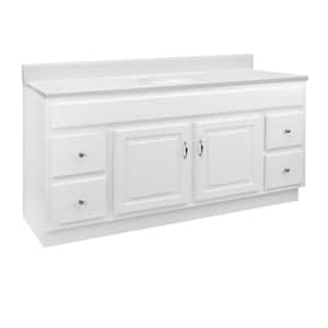 Concord 61 in. W x 22 in. D x 35 in. H Vanity Bath Vanity with White Cultured Marble Top Single Sink in Fully Assembled