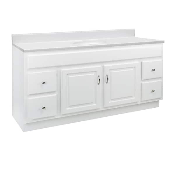 Design House Concord 61 in. W x 22 in. D x 35 in. H Vanity Bath Vanity with White Cultured Marble Top Single Sink in Fully Assembled