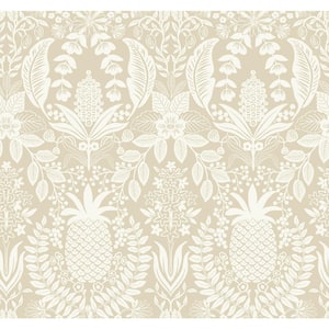 Pineapple Damask Linen Beige Matte Non-Pasted Wallpaper