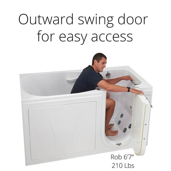 Laydown 60 in. Walk-in MicroBubble Air Bathtub in White, LHS Hinged Middle Glass Door Glass Door Screen, 2 in. LHS Drain Laydown 60 in. Walk-in MicroBubble Air Bathtub in White, LHS Hinged Middle Glass Door Glass Door Screen, 2 in. LHS Drain