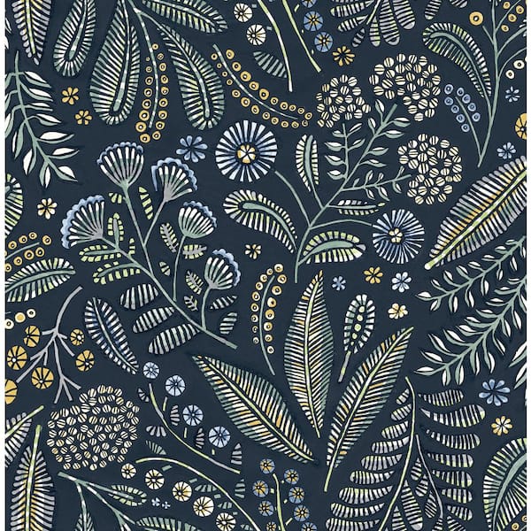A-Street Prints Blue Briar Floral Wallpaper Sample